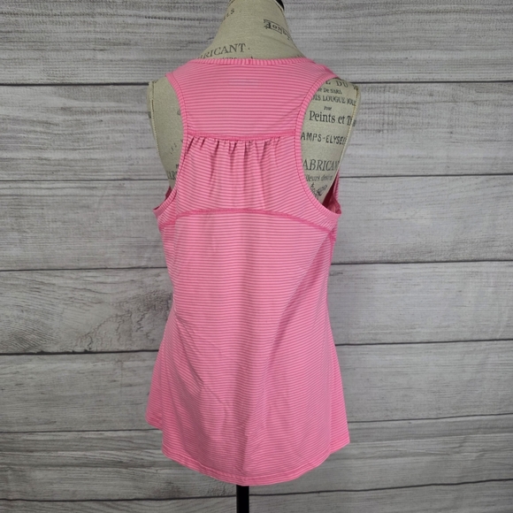 Kirkland Signature Women's Neon Pink Moisture Wicking Striped Tank Top - Picture 3 of 4